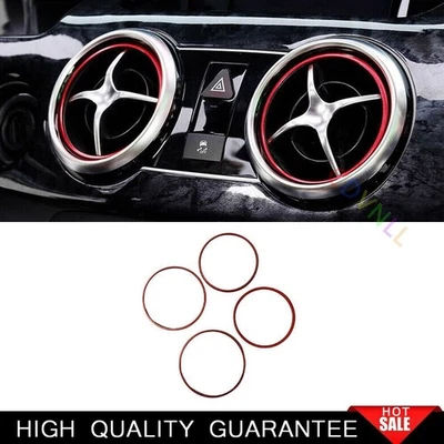 For Mercedes-Benz GLK 2009-2015 Red Aluminum Central Console Air Outlet Vent 4* — 第 1/4 张图片