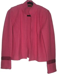 TYRIHANS NORGE Norway Dusty Pink Pure Wool Open-Front Jacket Sleeve Detail S - Bild 1 von 7