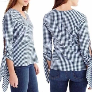 Universal Standard for J Crew gingham marineblaue Bluse Größe Small - Bild 1 von 9