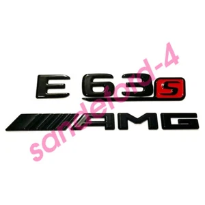 2018+ Mercedes Benz Glossy Black AMG + E63 S Trunk Emblem Logo Sticker Badge OEM - Picture 1 of 7