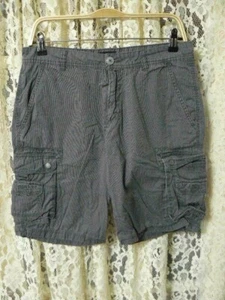 =BUFFALO DAVID BRITTEN MEN 30 (31x9.5) GRAY STRIPE CARGO SHORTS-MID RISE-COTTON - Picture 1 of 8