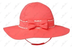 Gymboree Girl Ice Cream Parlor Pink Coral Bow Ruffle Summer Sun Hat Bonnet 4T 5T - Picture 1 of 8