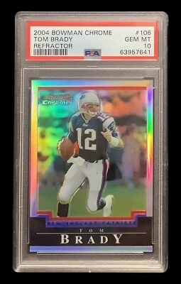 Bowman 2004 cromo #106 Tom Brady; base/500 refractor PSA 10 (GEM) Foto 1 de 2