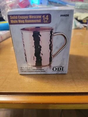Старинная голландская никелевая с подкладкой однотонная медная московская кружка-мул 14 унций Кованый ODI 428h - Изображение 1 из 4