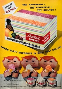1956 Sealtest Vintage Print Ad Sherbet Raspberry Pineapple Orange Half Gallon - Picture 1 of 1