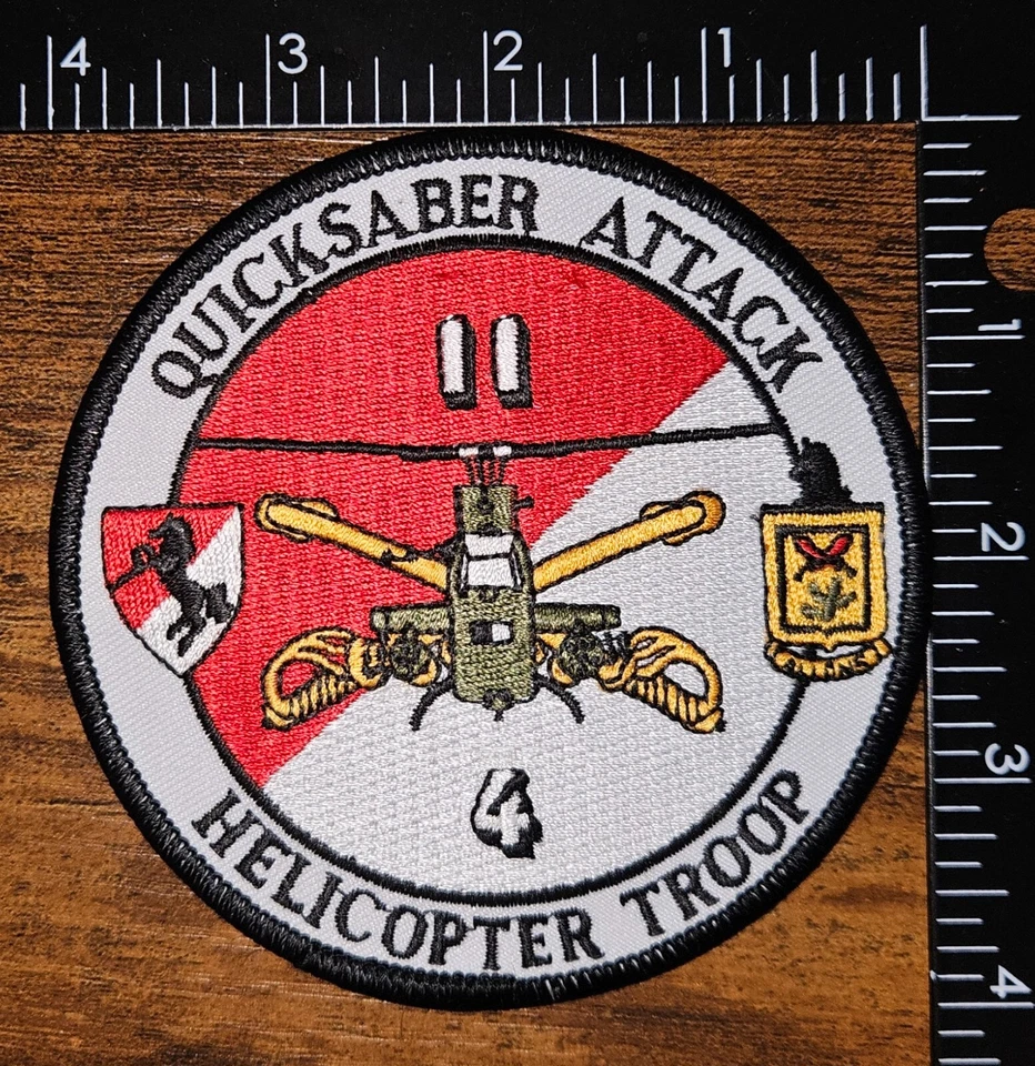 Quicksaber Attack Helicopter Troop Armored Cavalry 11th Regiment Military Patch - Image 1 of 1