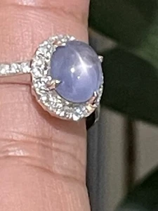 GIA Natural Blue Star Sapphire 3.85ct, No Heating,0.42ct diamond,pt950 - Picture 1 of 21