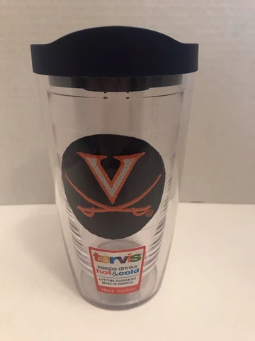Tervis Tumbler 16 Oz With Navy Lid - UVA  University of Virginia Cavaliers NEW Cover