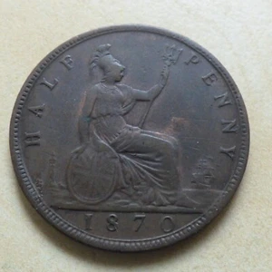 Victoria Half-Penny 1870 Nice Grade (myrefn364) - Picture 1 of 8