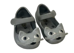 Mini Melissa Girls Silver Glitter Kitty Cat Jelly Shoes Baby Toddler Size 5 - Picture 1 of 12