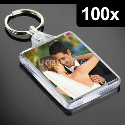 100x Premium Quality Clear Acrylic Blank Photo Keyrings Key Fobs 50 x 35 mm - Image 1 of 4