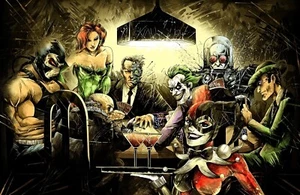 Batman Villains Playing Poker Art Poster Joker Bane Two-Face - 11x17 Inches - Picture 1 of 4