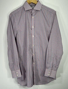 Charles Tyrwhitt 32, 14 1/2 100% Cotton Red Blue Non Iron Button Down Shirt - Picture 1 of 10