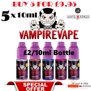 Vampire Vape E Liquid | 5 x 10ml | Vape Juice Heisenberg Pinkman Blackjack E Cig - Picture 1 of 94