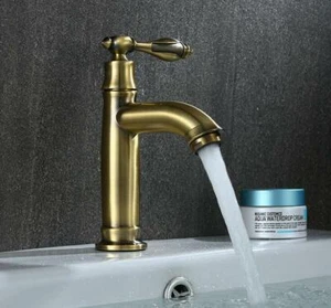 Grifo lavabo de baño agua fría latón montado en cubierta grifo de una sola manija - Imagen 1 de 9