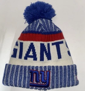 New York Giants Beanie New Era Hat Pom Blue Knit Football Bolts NFL NY - Picture 1 of 13