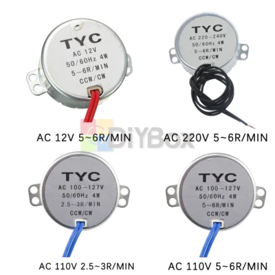 AC 12V/110V/220V 4W 50/60Hz Synchronmotor 2,5/3/5/6U/min für Mikrowelle TYC-50 - Bild 1 von 4
