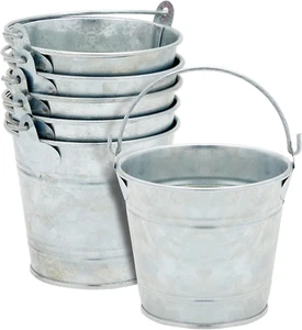 6 Pack Small Galvanized Metal Buckets with Handles, Mini Tin Pails for Party ... - Picture 1 of 12