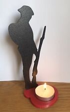 Silhouette War Memorial British Army Tommy Soldier Figure + Candle Stand