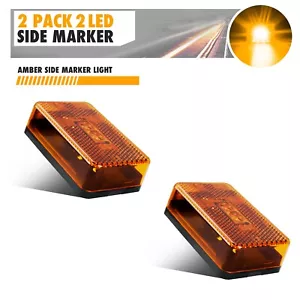 2X Amber 2 LED Side Marker Indicator Lights Car Truck Trailer 3" x 2" - Picture 1 of 10