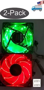 2-Pack: Enermax 80mm x 25mm Green/Red LED Smart Case Fan 3pin + Thermal Control - Picture 1 of 15