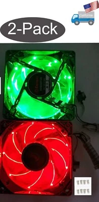 2-Pack: Enermax 80mm x 25mm Green/Red LED Smart Case Fan 3pin + Thermal Control - Image 1 of 4