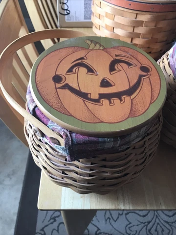 Longaberger 2001 Pumpkin Patch Basket Lid Liner, Plaid Cover