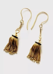 Antike Ohrringe 18 kt Gold und Emaille Quaste Französisch 7,4 g, R163 - Bild 1 von 5