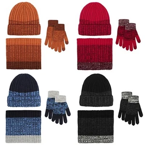 Suave Cálido Difuso Acogedor Unisex Invierno Gorro Gorro, Conjunto de Bufanda y Guantes Infinitos - Imagen 1 de 8