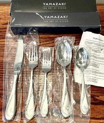 2 juegos nuevos en caja Yamazaki Platinum Wave acero inoxidable 5 piezas juego de lugares ajustes Foto 1 de 4