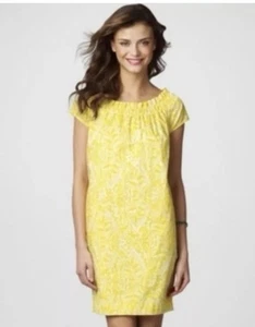 LILLY PULITZER yellow mini floral dress, Sz XL, 100% Cotton - Picture 1 of 11