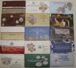 US Coins 1984-1998 Mint Sets with *W Dime* 15 P&D Sets COA Huge Estate Sale Lot - Picture 1 of 12
