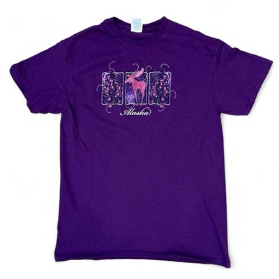 Camiseta floral púrpura Alaska para mujer talla mediana natural abuela casa de campo camiseta básica Foto 1 de 4