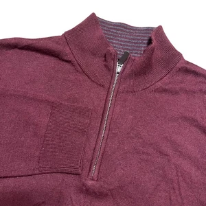 UNTUCKit Belguardo Men's Burgundy Merino Wool Quarter Zip Sweater XX Large - Picture 1 of 8