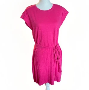 J. Crew Dress Womens Size M Pink 100% Cotton Short Sleeve Knit Tie Waist T-Shirt - Picture 1 of 21