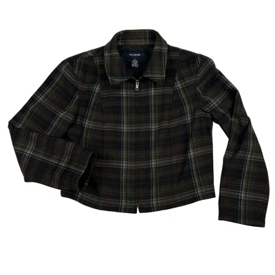 The Limited Jacket Womens Medium Plaid Wool Blend Full Zip Lined Brown Retro - Image 1 of 4