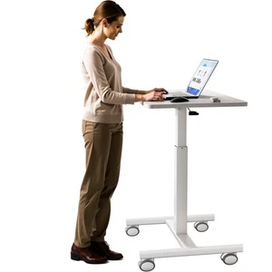 Mobile Laptop Standing Desk Adjustable Height, Small Mobile Desk Workstation ... - Picture 1 of 7