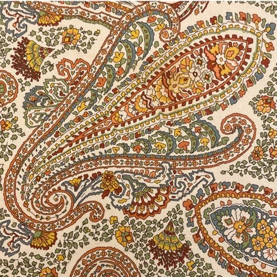 POTTERY BARN Table Runner Paisley Orange  Blue Large 106x18 Linen/Cotton Blend - Image 1 of 4