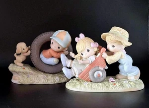 Precious Moments Kinder mit Schubkarre und Welpe ** pl lesen KOSTENLOSER VERSAND - Bild 1 von 7