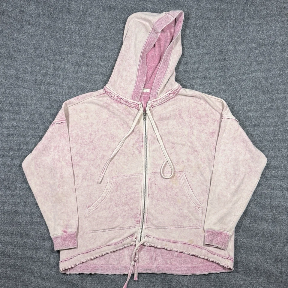 Sudadera con capucha Free People rosa ácido Layla con cremallera para mujer XS de gran tamaño 0561 Foto 1 de 4