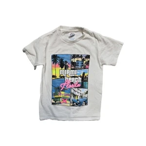 Miami Beach Party City Kids S Youth T-shirt SOBE Miami Florida Surf Cotton Tee - Picture 1 of 2