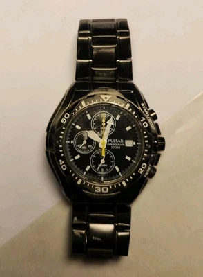 Pulsar Mens Chronograph 7T62-X164 100M Watch Black - Image 1 of 4