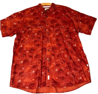 Cabela's Camp Shirt Men's 2XL Fish Print Back Vented Cotton Collared Button-Up - Image 1 of 4