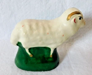 Ceramica Agnello Pecora Natale Dipinto a Mano 3-1/2"L x 3-1/2"H - Foto 1 di 6