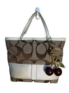 COACH MINI TOTE BAG Purse With Cherry Charm - Picture 1 of 8