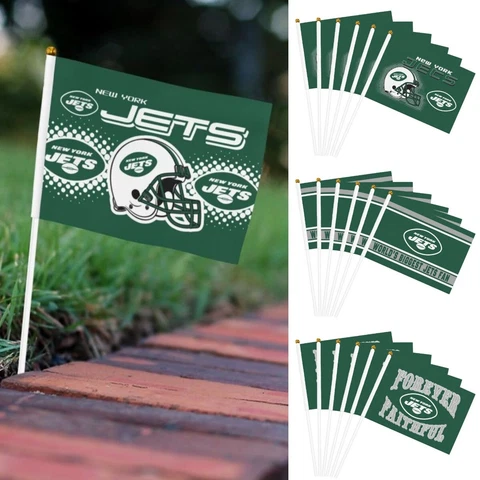 6PCS New York Jets Handheld Flag Waving Flags Decorative Flag,fans Gift Cover