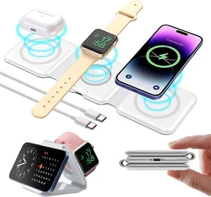 15W Wireless foldable charger 3 in 1 iPhone 15 to 8, iWatch 1 to 8 &Ultra, pods - Picture 1 of 12