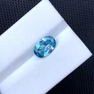 Natural Cut 3,10 Karat blau Zirkon oval facettiert locker Edelstein - Bild 1 von 4