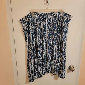 Torrid 5x Skirt Geometric Pull On Button Accents AquamarineWhite Preppy Office - Picture 1 of 6