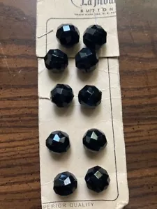 RARE Setof 10 Antique 1940's Black Bakelite/Celluloid Geometric Ball Buttons NEW - Picture 1 of 6